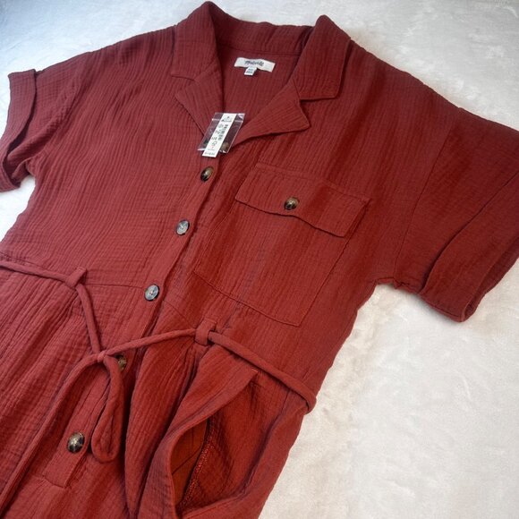 Madewell Womens Lightspun Belted Safari Romper Button-Down Tie-Waist  Sz XXS - Picture 12 of 14